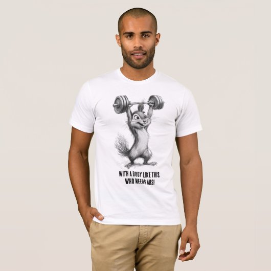 Funny Squirrel Gym TShirt – Weightlifting Chipmunk (Devant entier)