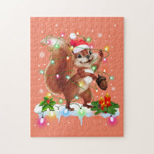 Funny Squirrel kerstdecoratie Santa Hat Xma Legpuzzel