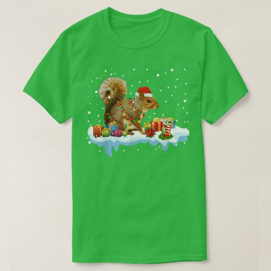 Funny Squirrel kerstdecoratie Santa Hat Xma T-shirt (Design voorkant)