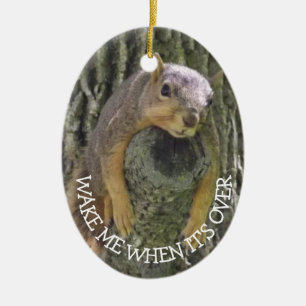 Funny Squirrel kerstHumor Keramisch Ornament