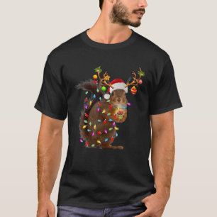 Funny Squirrel kerstrennige kerstlampjes T-shirt