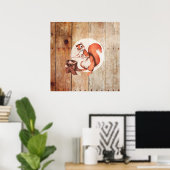 Funny squirrel op hout poster (Thuiskantoor)