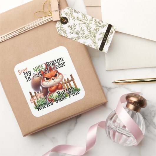 Funny Squirrel Vierkante Sticker (Geschenken)