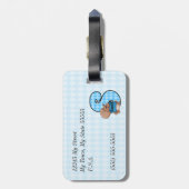 Funny Squirrel voor Letter S in Blue Argyle Bagagelabel (Achterkant verticaal)