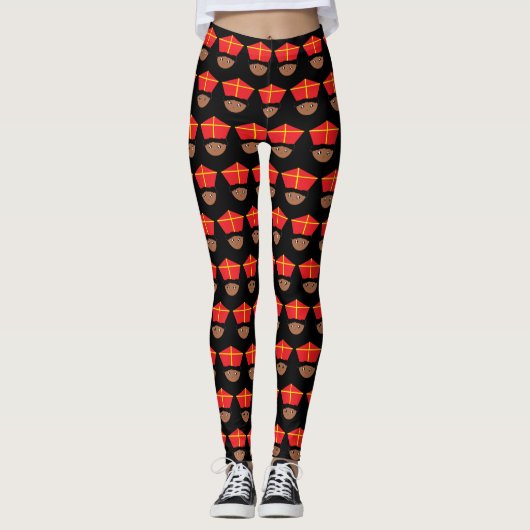 Funny St. Nicholas Miter Cute Zwarte Piet Leggings (Voorkant)