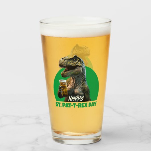 Funny St. Pat-T-Rex Celebration Beer-Loving Dino Glas (Voorkant gevuld)