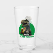 Funny St. Pat-T-Rex Celebration Beer-Loving Dino Glas (Voorkant)