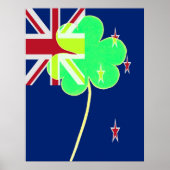 Funny St. Patrick Flag New Zealand Irish Shamrock Poster (Voorkant)
