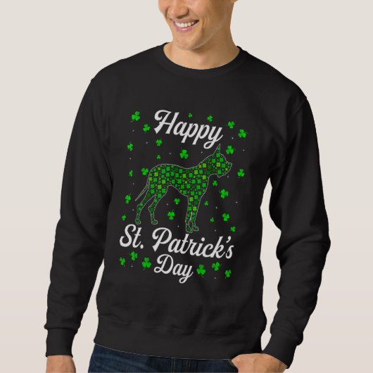Funny St Patrick S Day Dog Dane Shamrock Irish Trui (Voorkant)