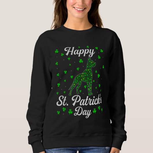 Funny St Patrick S Day Dog Doberman Shamrock Irish Trui (Voorkant)