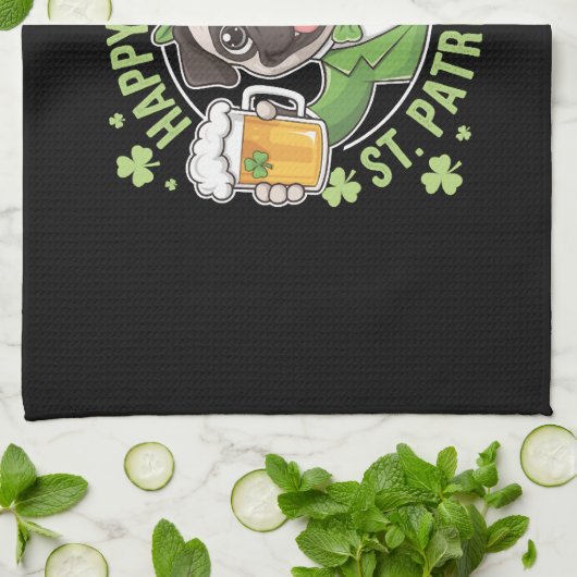 Funny St. Patrick’s Day Pug with Beer Mug Theedoek (Gevouwen)