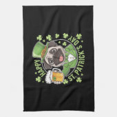 Funny St. Patrick’s Day Pug with Beer Mug Theedoek (Verticaal)