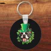 Funny St Patricks Boston Terrier  Sleutelhanger (Voorkant)
