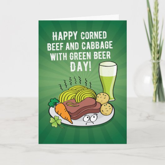 Funny St. Patrick's Day Corned Beef and Cabbage Kaart (Voorkant)