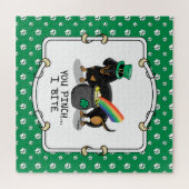 Funny St. Patrick's Day Dachshund (zwart-wit) Legpuzzel (Horizontaal)