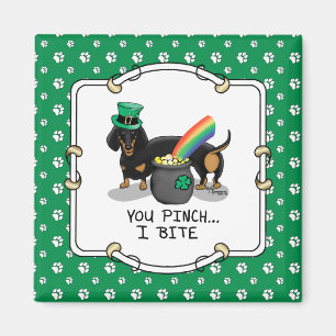 Funny St. Patrick's Day Dachshund (zwart-wit) Magneet