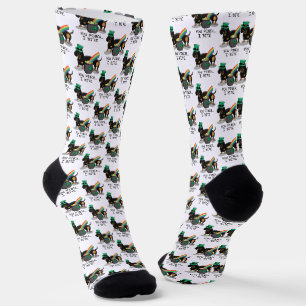 Funny St. Patrick's Day Dachshund (zwart-wit) Sokken
