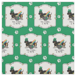 Funny St. Patrick's Day Dachshund (zwart-wit) Stof