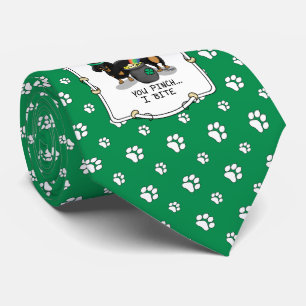 Funny St. Patrick's Day Dachshund (zwart-wit) Stropdas