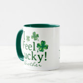 Funny St. Patrick's Day I Feel Lucky Clover Trio Mok (Voorkant links)