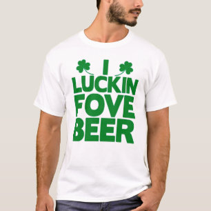Funny St. Patrick's Day I Love Beer Shamrock Green T-shirt