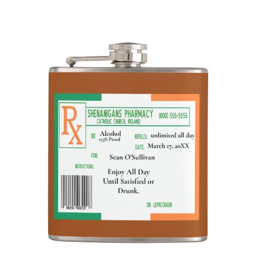 Funny St. Patrick's day Irish Booze Heupfles (Voorkant)
