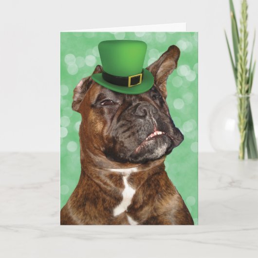 Funny St. Patrick's Day Irish Boxer Dog Kaart (Voorkant)