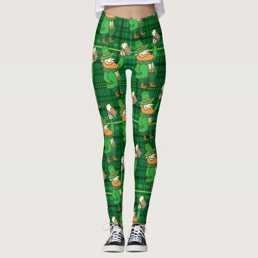 Funny St Patricks Day Leprachaun Drink Bier Leggings (Voorkant)