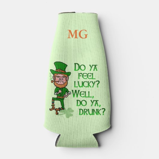 Funny St Patrick's Day Leprechaun Lucky Drink Flesjeskoeler (Voorkant)