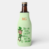 Funny St Patrick's Day Leprechaun Lucky Drink Flesjeskoeler (Fles Voorkant)