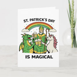 Funny St Patricks Day Magical Dragon Unicorn Beer  Kaart