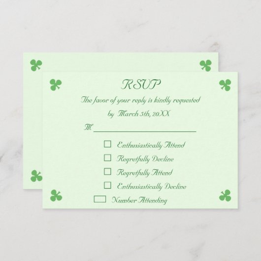 Funny St Patrick's Day Party RSVP Invitation Kaart (Voorkant / Achterkant)