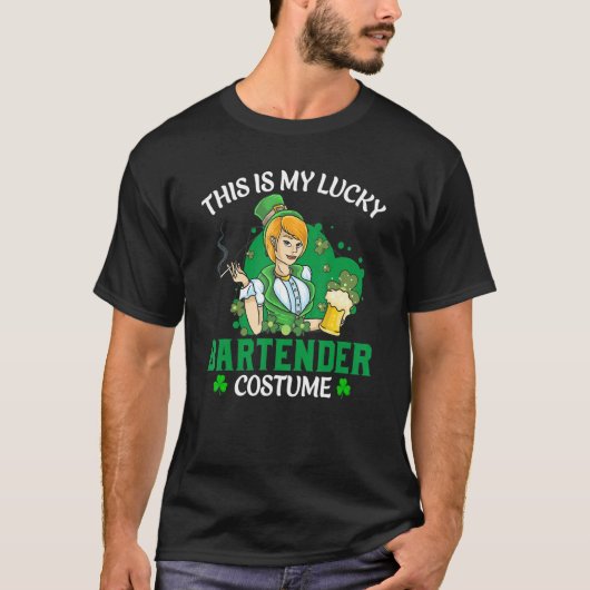 Funny St. Patrick's Day This Is My Lucky Bartender T-shirt (Voorkant)