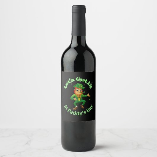 Funny St Patricks Day Wine Labels Wijn Etiket (Voorkant)