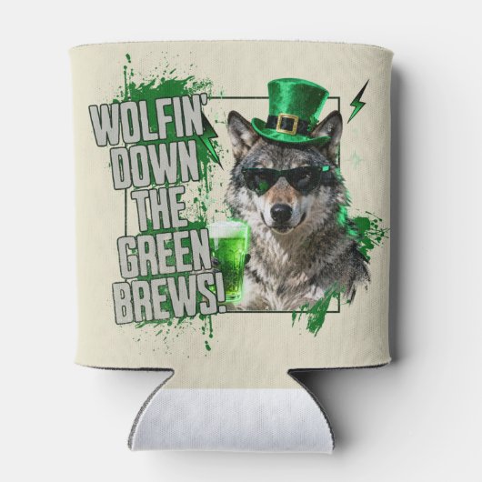 Funny St. Patrick's Day Wolf Can Cooler (Achterkant)