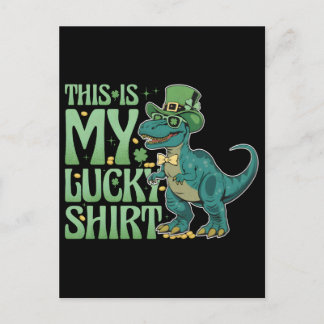 Funny st patricks holiday leprechaun trex dinosaur feestdagenkaart