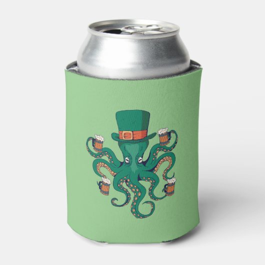 Funny St. Patricks Octopus Blikjeskoeler (Blikje Voorkant)