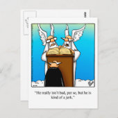 Funny "St. Peter & The Jerk" Carte postale Humour (Devant / Derrière)