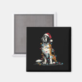 Funny St. Saint Bernard Christmas Graphics Dog Lig Magneet (Voorkant / Achterkant)