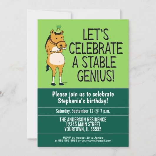 Funny Stable Genius Horse Birthday Party Kaart (Voorkant)