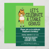 Funny Stable Genius Horse Birthday Party Kaart (Voorkant / Achterkant)