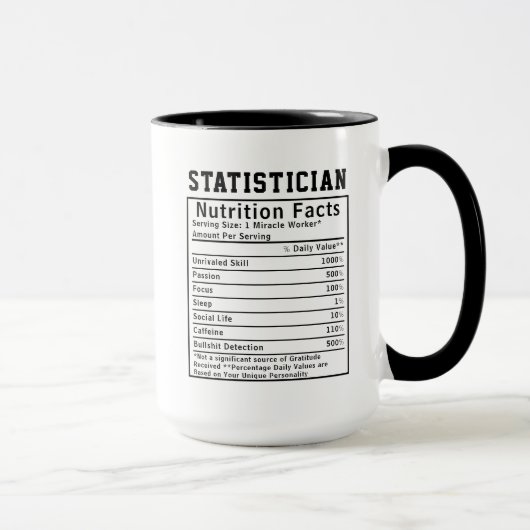Funny Statistician Nutrition Facts Data Science Mok (Rechts)