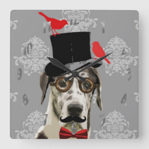 Funny steampunk dog vierkante klok
