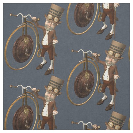 Funny  Steampunk Penny Farthing Stof (Swatch)