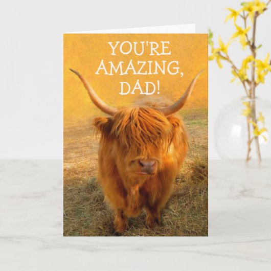 Funny Steer voor pap Birthday Kaart (Gele Bloem)