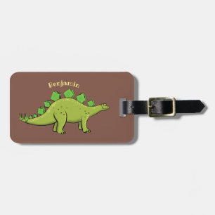 Funny stegosaurus dinosaur cartoon bagagelabel