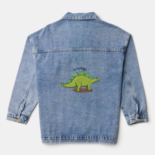 Funny stegosaurus dinosaur cartoon denim jacket (Achterkant)