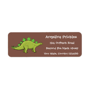 Funny stegosaurus dinosaur cartoon etiket
