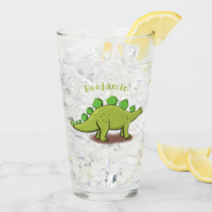 Funny stegosaurus dinosaur cartoon glas