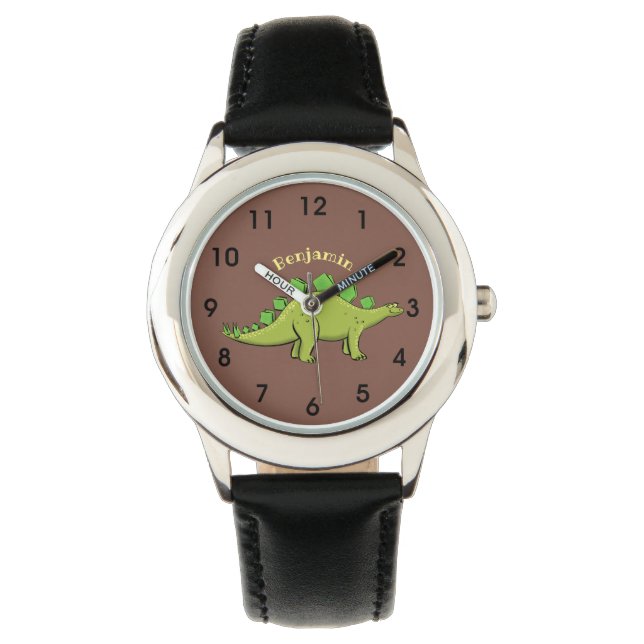 Funny stegosaurus dinosaur cartoon horloge (Voorkant)